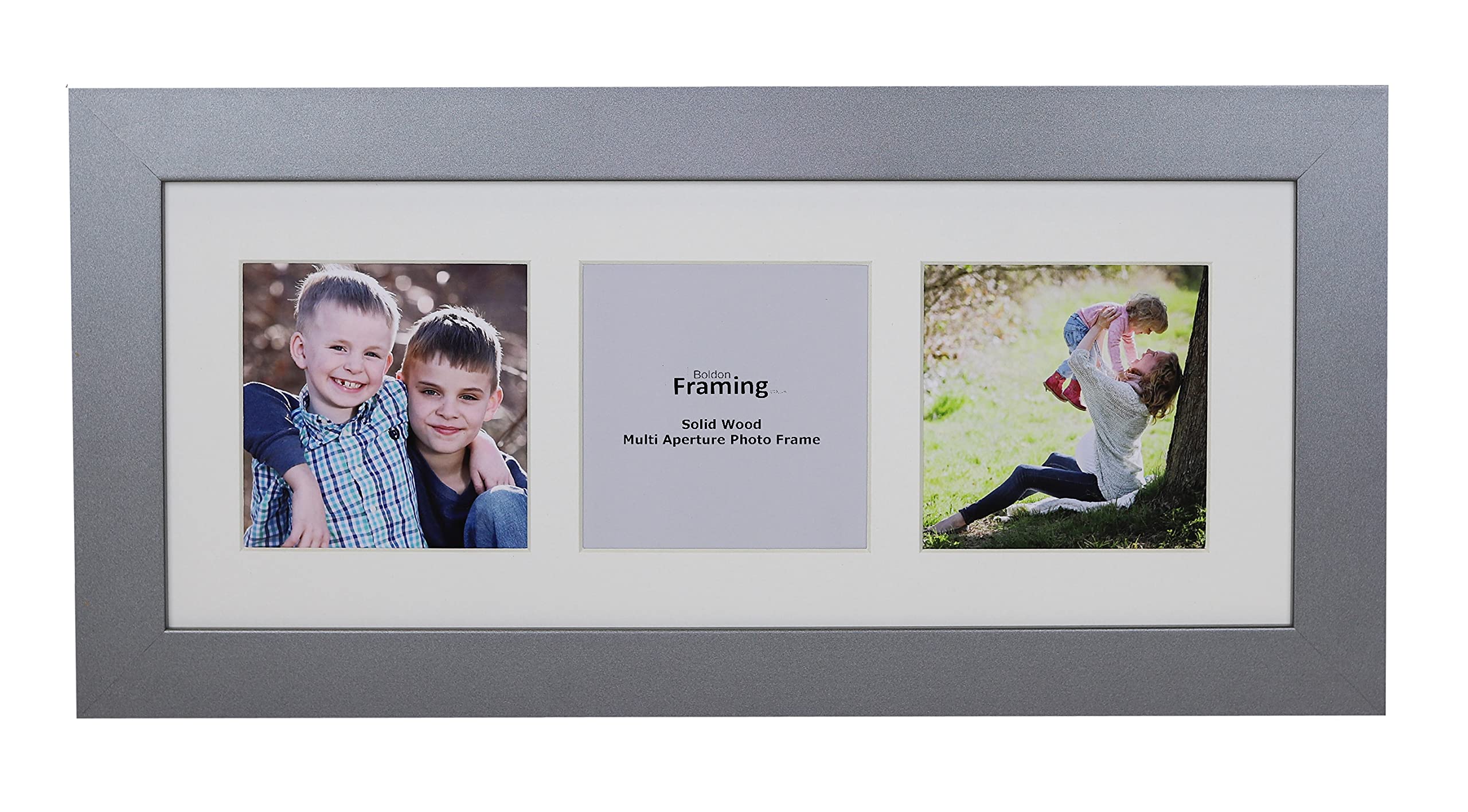 Boldon Framing Gunmetal Real Wood Square Multi Aperture Photo Picture Frame Instagram Wide Collage