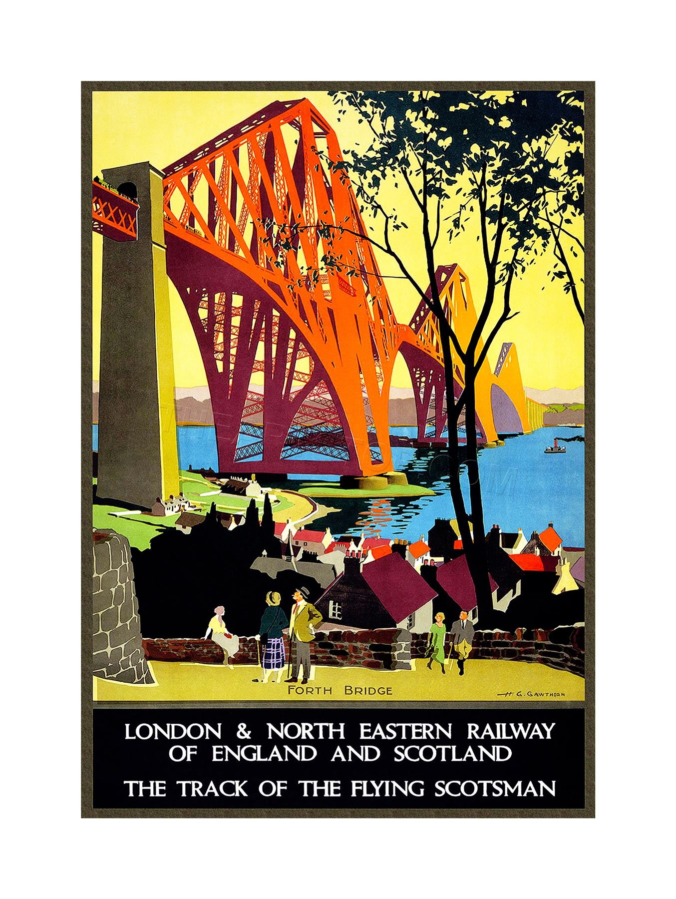 Wee Blue Coo Vintage Ad Railway Flying Scotsman Forth Bridge Wall Art Print