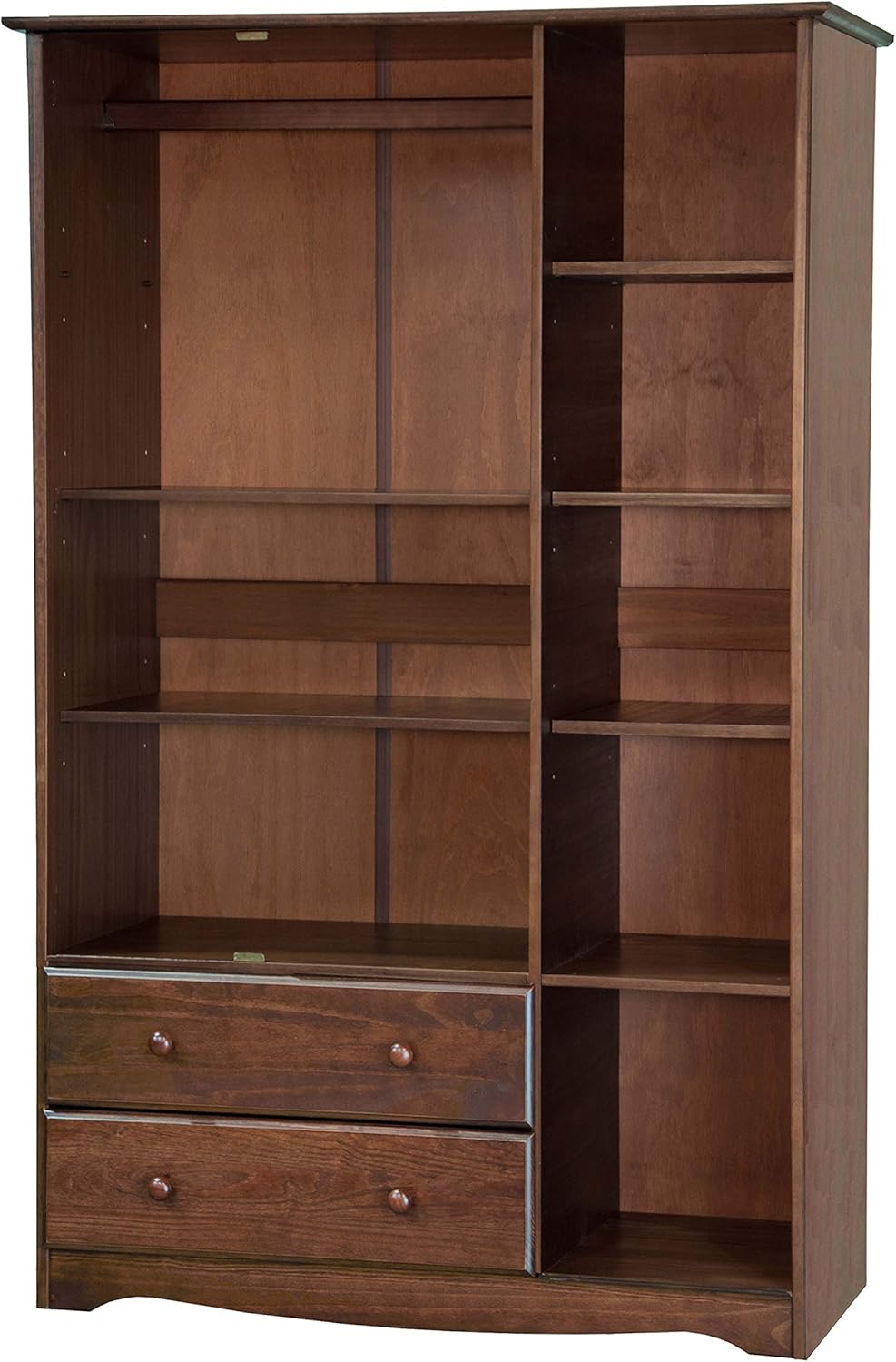 Palace Imports 100% Solid Wood Grand Wardrobe/Armoire/Closet w/Shelves & Drawers, Mocha, 45.75" w x 72" h x 23" d. Renewable Eco-Friendly Wood, Made in Brazil