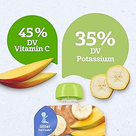 Gerber Stage 2 Baby Food, Organic Banana Mango Puree Pouch, 2 Servings of Fruit, No Added Sweetener, No Artificial Colors or Flavors, 12-Pack