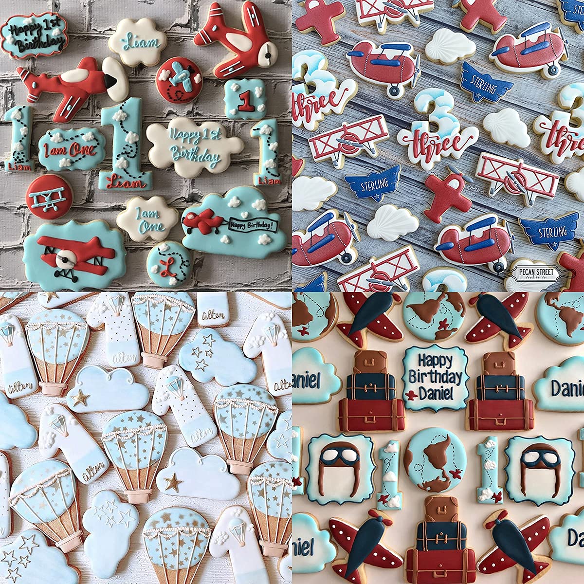 Set 7 Stampini Per Biscotti A Tema Aereo E Viaggio - Formine In Acciaio Inox Per Biscotti, Fondente E Decorazioni (Aereo, Elicottero, Nuvole, Mongolfiera)