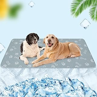 BEAUTYZOO Upgraded Dog Self Cooling Mat Ice Silk Chill Pads for Small Medium Large Dogs Q-MAX＞0.43- Summer Reusable Pet Training Pad - Absorbent Non-Slip Cool Mat for Kennels, Crates, Beds, 23" x 35"