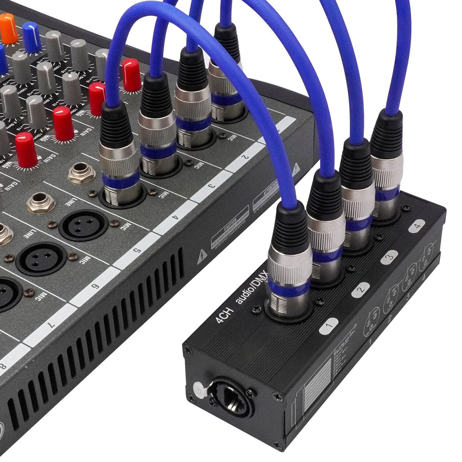 4-kanałowy przedłużacz Ethernet XLR na RJ45, 3-pinowy męski żeński rozdzielacz XLR dla kabla Cat5 Cat6 Cat7, multiplekser sygnału audio 4 na 4 wyjścia dla Stage Studio