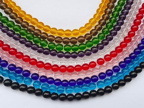 Miniatura 6 de Cuentas de vidrio de 0.315 pulgadas (0.315 in), 100 cuentas redondas lisas sueltas para pulseras, collares, joyería, manualidades (0.315 pulgadas,