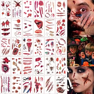 ハロウィン タトゥーシール 30枚セット ホラー ハロウィン タトゥー 傷跡ステッカー ハロウィンメイク 縫い傷 傷跡 刺青 ステッカーハロウィン 顔 シール 特殊メイク ゾンビ 仮装 コスプレ 顔 メイク刺青ステッカー