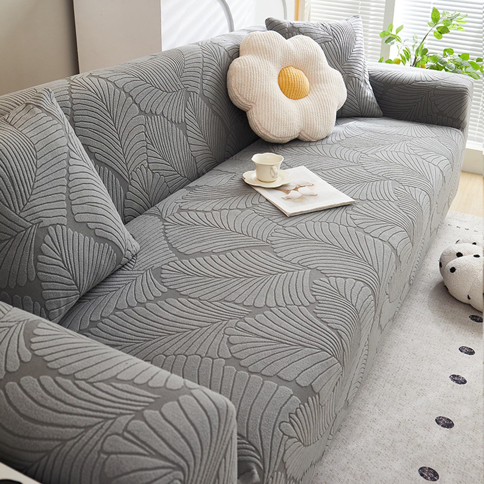 Housse de canapé extensible lavable avec fond élastique stable