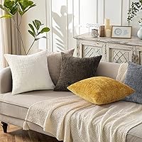 Vista 6 de decorUhome Spring Cream White Chenille Throw Pillow Covers 18x18 Set of 2 Textured Soft Cozy Slubby Couch Pillow Covers Modern Farmhouse Boho