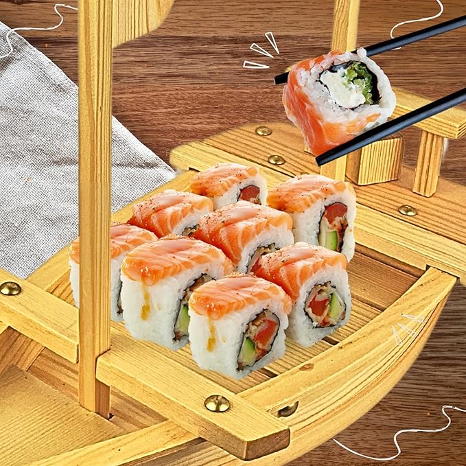 Bandeja de Bambú para Sushi 20 pulgadas – Fuente de Madera miniatura 2