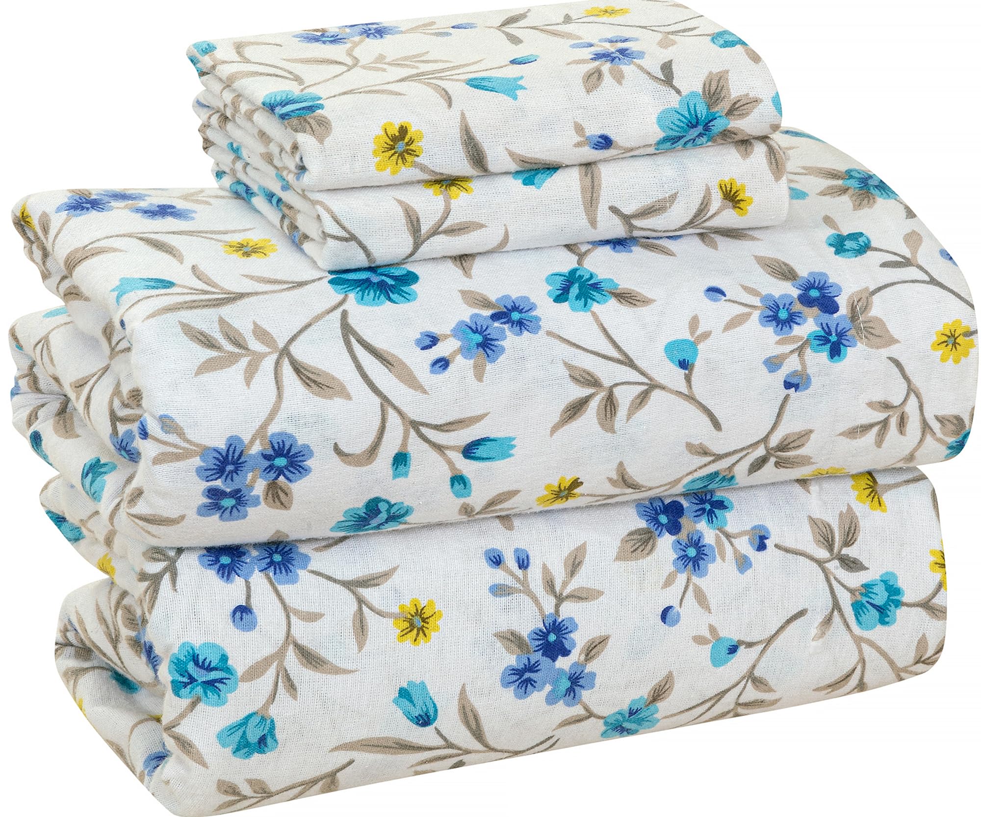 Bliss Casa 4-Piece 100% Cotton Extra Soft Flannel Sheet Set Queen - Double Brushed Deep Pockets, Breathable Queen Size Flannel Sheets - Warm and Cozy