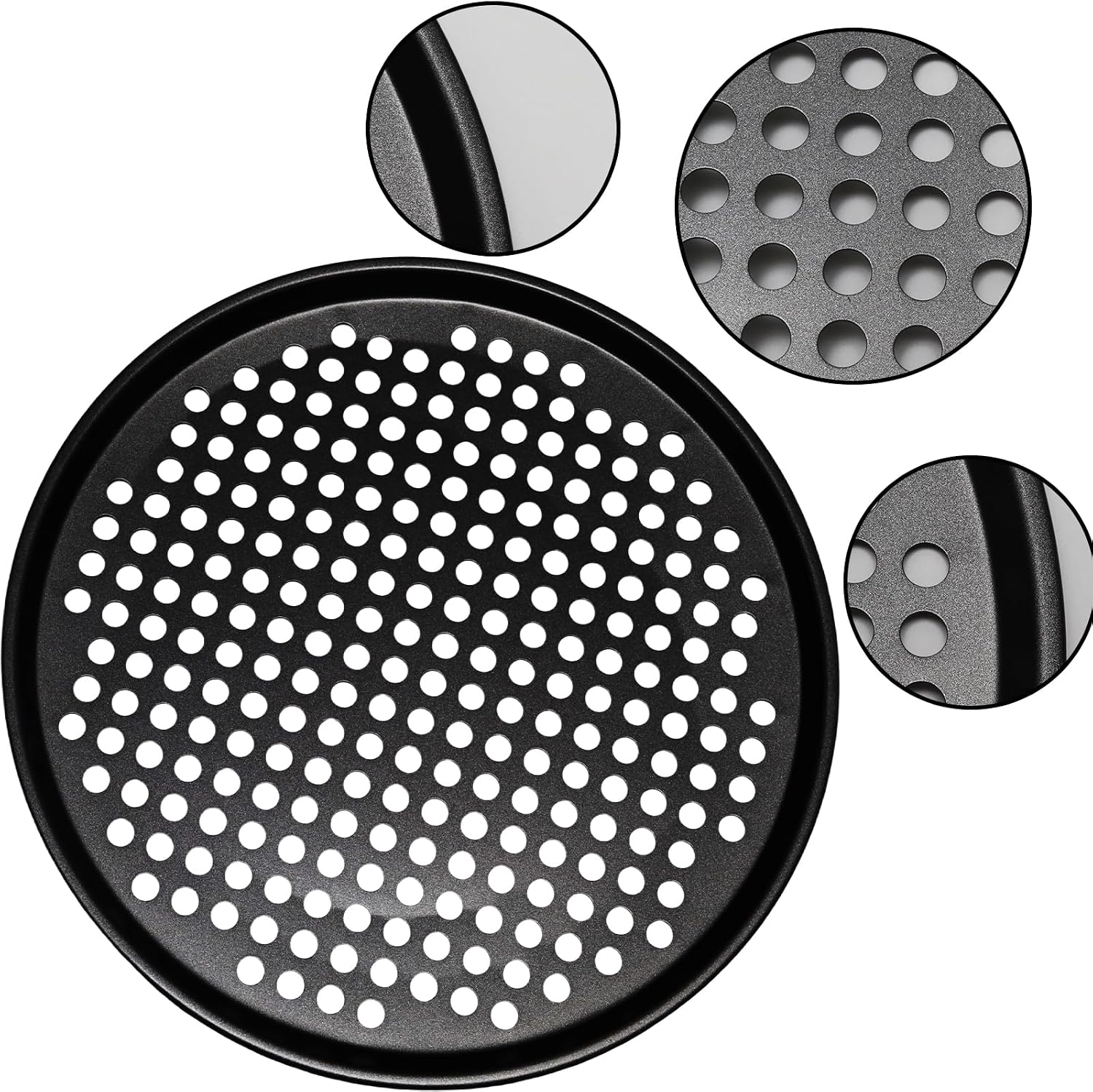 12 Inch Round Pizza Pan with Holes, Carbon Steel Pizza Pans for Frozen & Homemade Pizza, Nonstick Pizza Tray for Oven