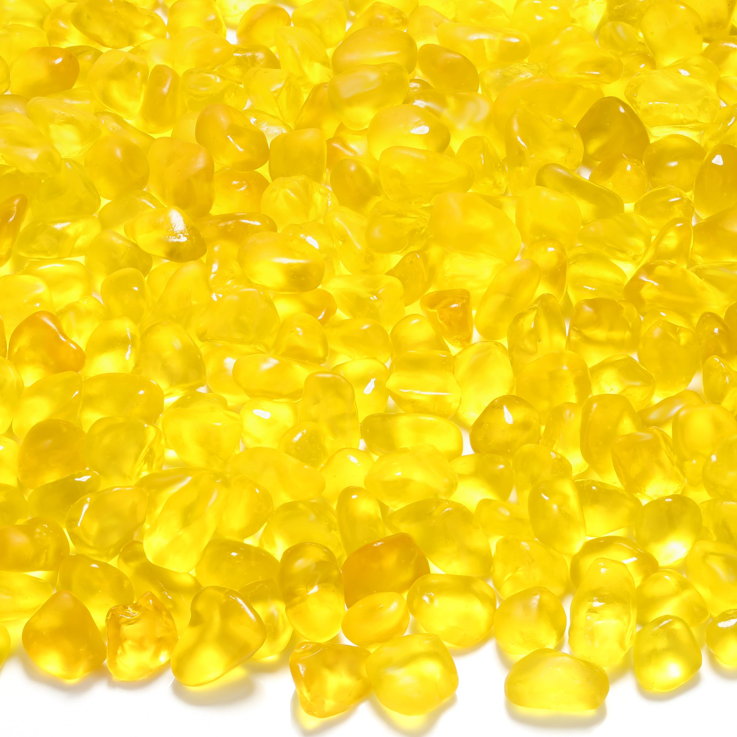 MAIBAOTA 0.85LB Yellow Frosted Sea Glass Pebbles Small Decorative Stones for Aquarium Rocks Fish Tank Gravel Plant Pots Vase Fillers DIY Crafts Home Garden Decorations (385g)