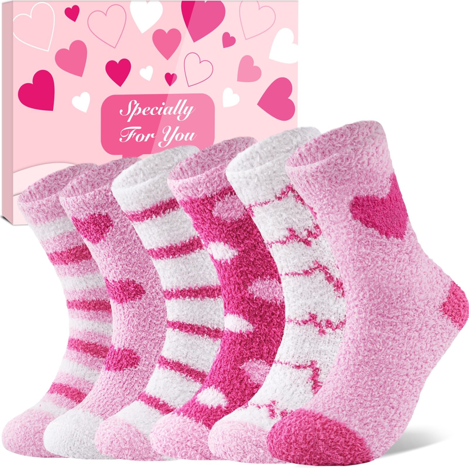 Niofind Kuschelsocken Damen, 6 Paar Winter Warme Flauschige Socken Dicke Weiche Thermo Haussocken Bettsocken wie Valentinstag Geschenke für Frauen, 36-42