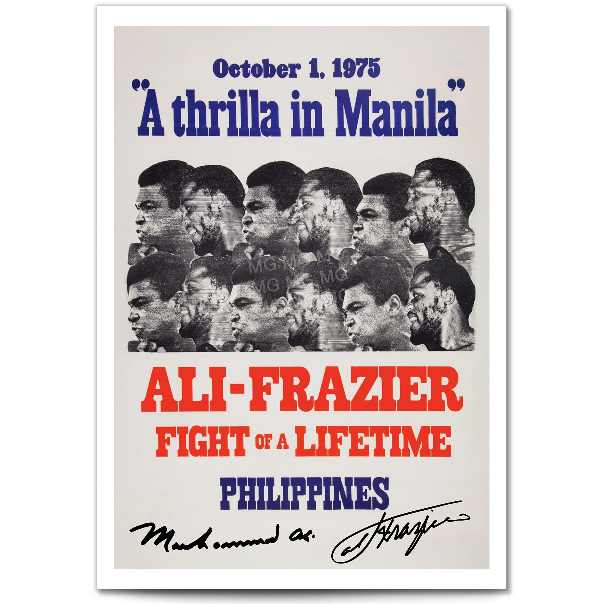 Muhammad Ali Cassius Clay Famous Fight Posters Signed A4 Poster Photo Print Framed Autograph Gift Boxing Historic Heavyweight Title Fight (Ali vs Frazier Thrilla, A3 Poster Only)