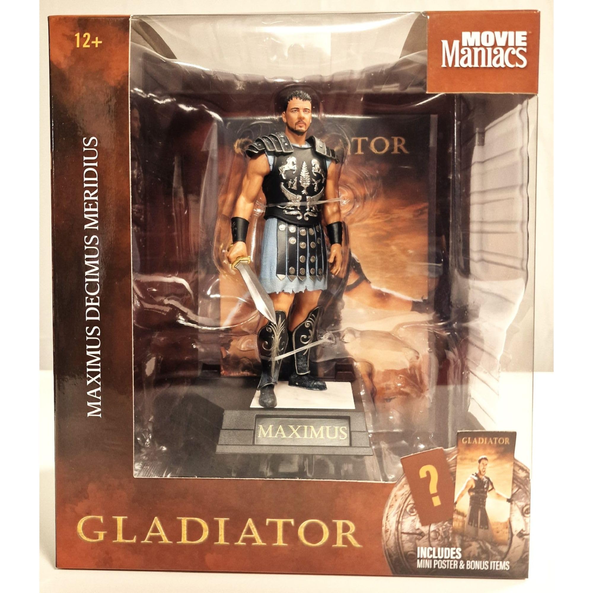 McFarlane Toys Movie Maniacs Gladiator Maximus Decimus Meridius 6-Inch Posed Figure with Scenic Backdrop, Display Base & Certificate
