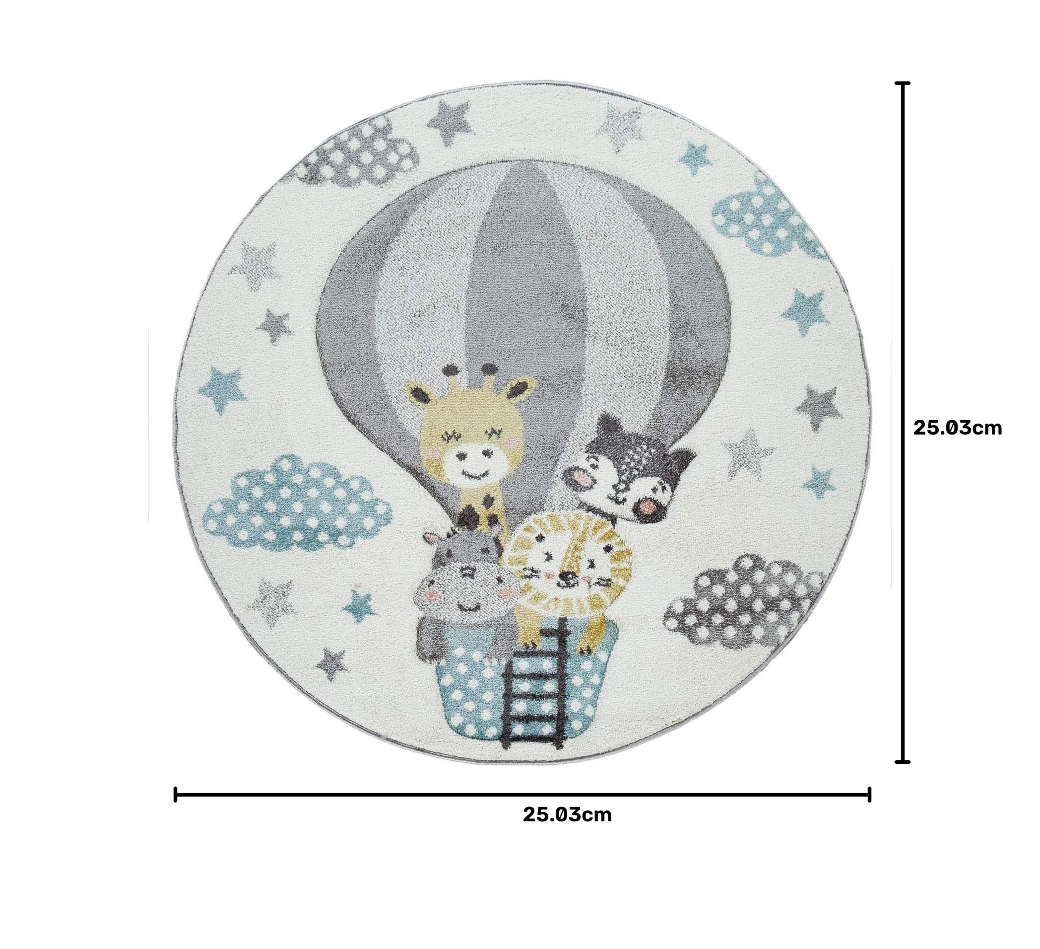 Paco Home Moderno tappeto per bambini per cameretta in colori pastello, graziosi motivi di animali in 3D, Dimensione:Ø 160 cm tondo