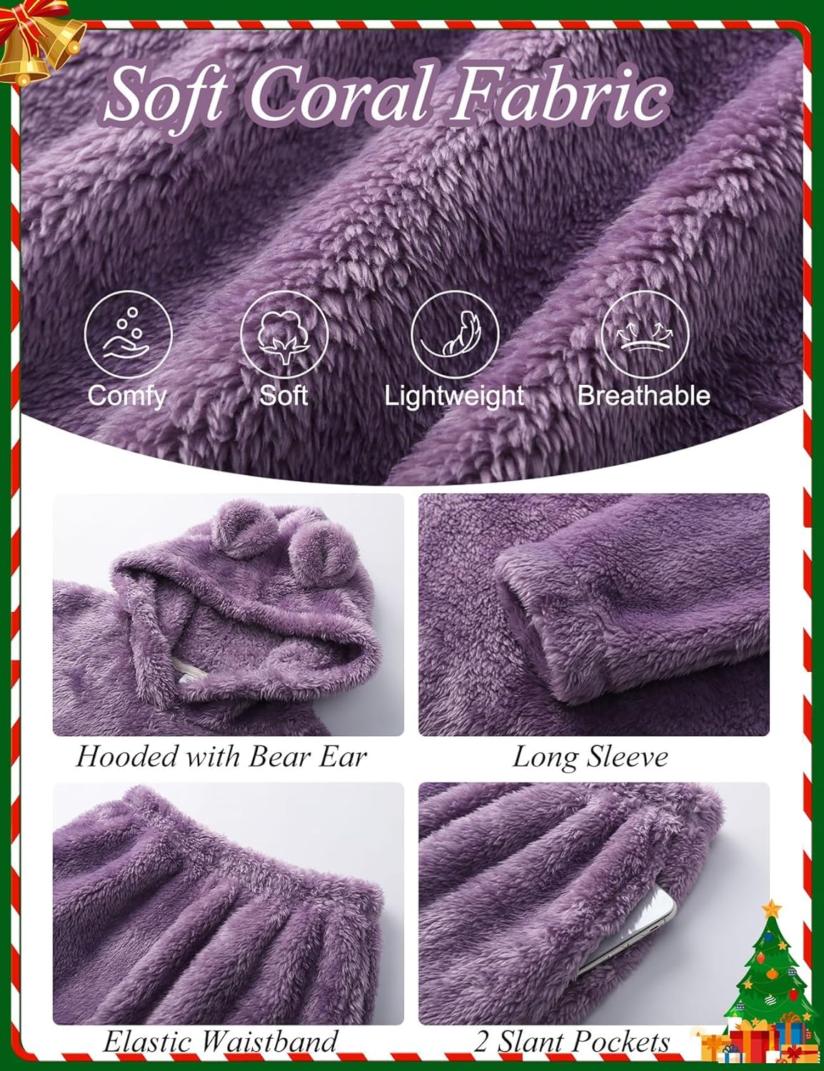 Flygo Girls Fuzzy Pants Set Crop Hoodie Bear Ear Two Piece Outfits Fluffy Sweatshirt and Fleece Pants Sweatsuit - Image 7