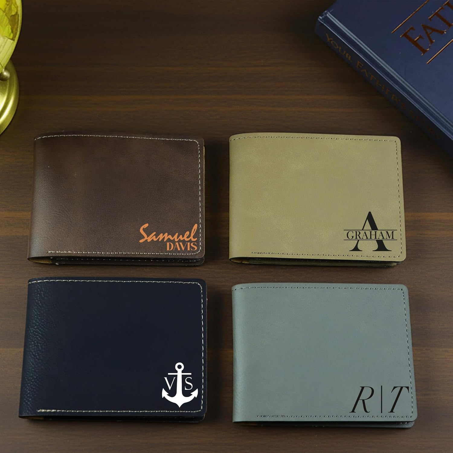 Personalized Vegan Leather Wallet for Men – Custom Name Engraved Wallet, Unique Gift for Dad, Husband, Boyfriend, Son, Grandpa – Anniversary, Birthday & Christmas Gift for Him - Image 6