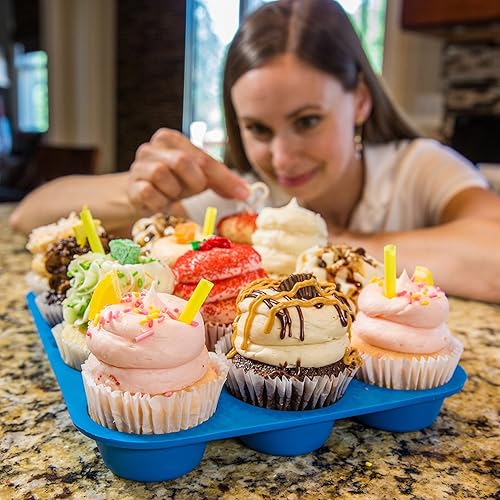 Miniatura 6 de Bandeja de silicona para magdalenas, juego de moldes para hornear cupcakes, 12 tazas, molde para magdalenas, antiadherente, sin BPA, apto para