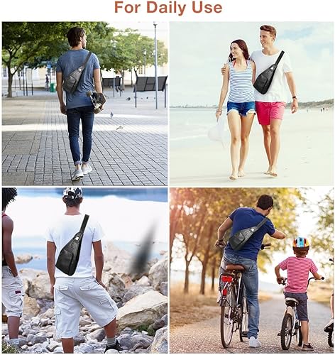 Miniatura 7 de Bolso de pecho de cuero genuino para hombre, bolso cruzado de hombro, bandolera, mochila de mensajero, mochila para negocios, casual, deporte,