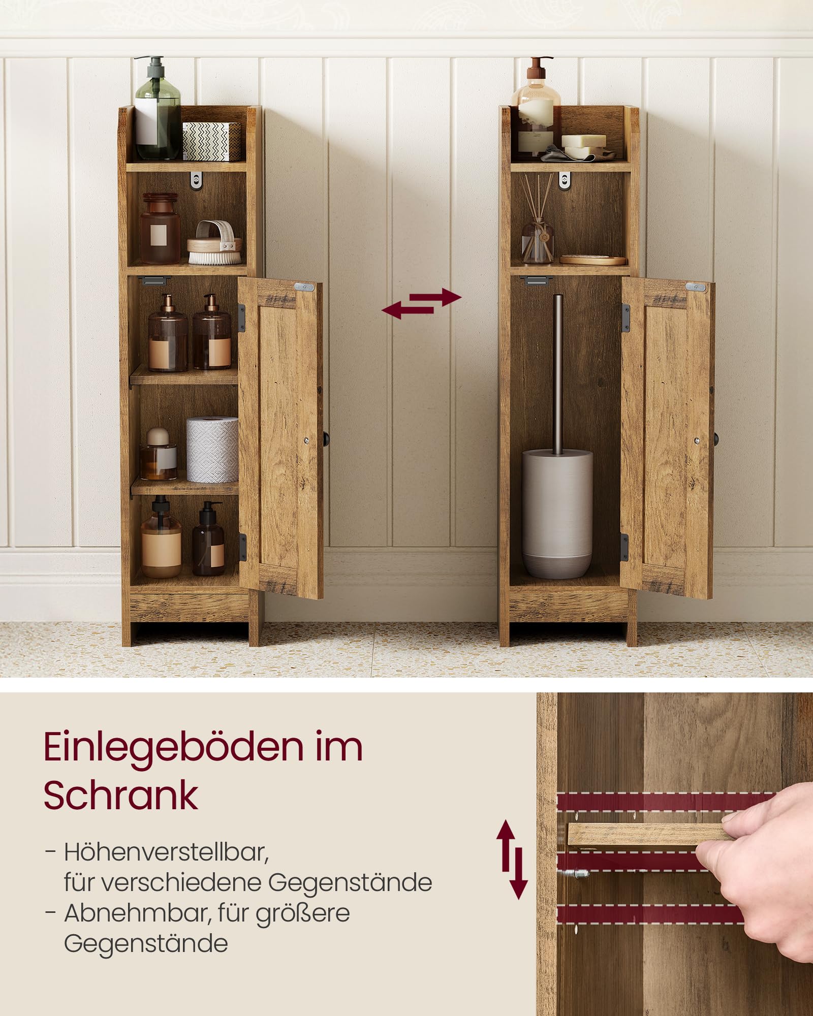 Schmaler Badschrank für vertikalen Stauraum
