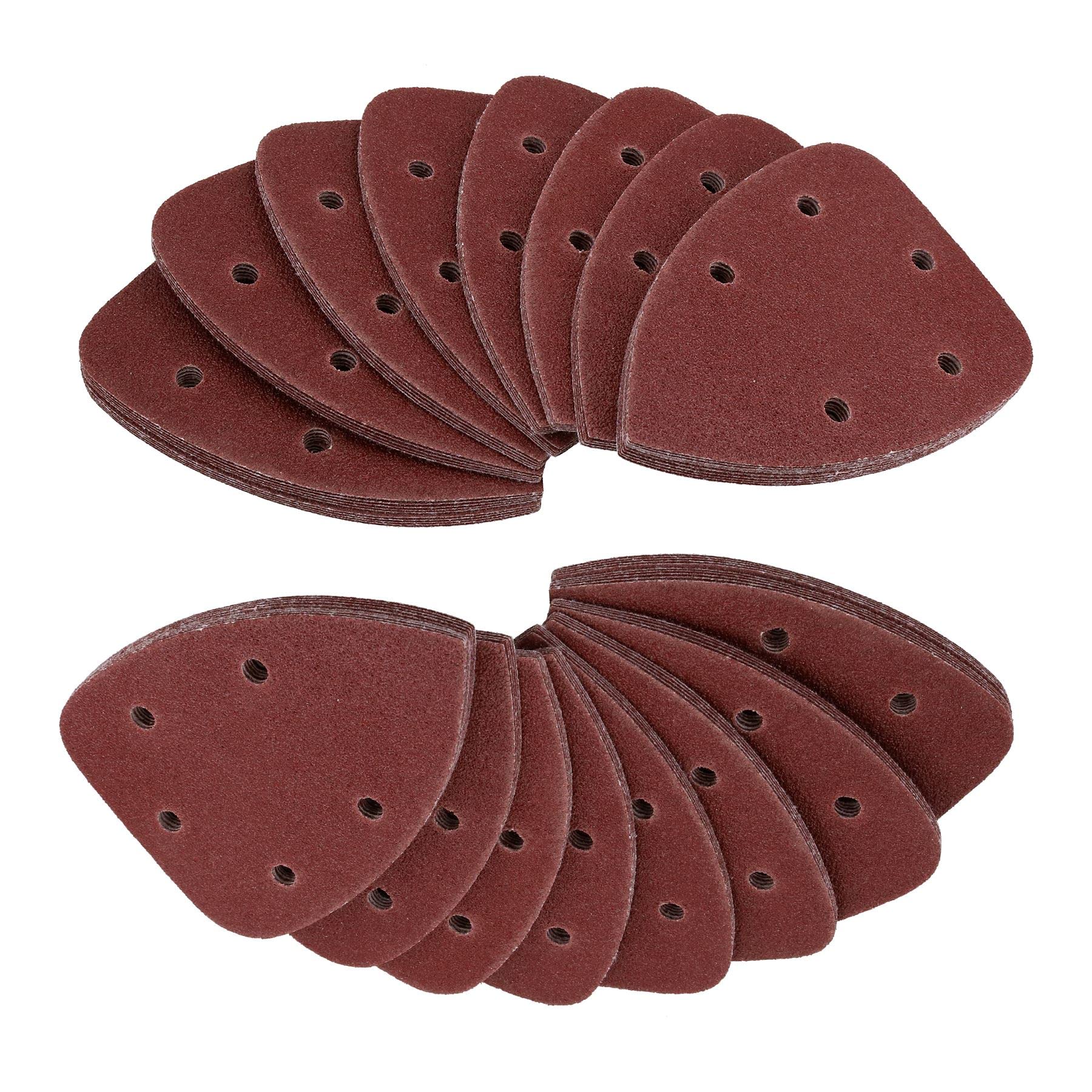 100pk Hook and Loop 140mm Sanding Triangle Pads Discs Mixed Grit 40 – 240