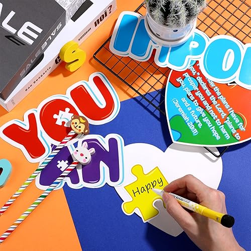 Miniatura 3 de Aoriher Juego de 57 tableros de anuncios cristianos de rompecabezas con pieza del plan de Dios, suministros para la escuela dominical, plan