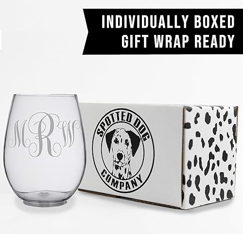 Miniatura 6 de Monograma grabado para el Día de la Madre personalizado de 17 onzas, copa de vino sin tallo, mujer, regalos personalizados para mamá, regalos