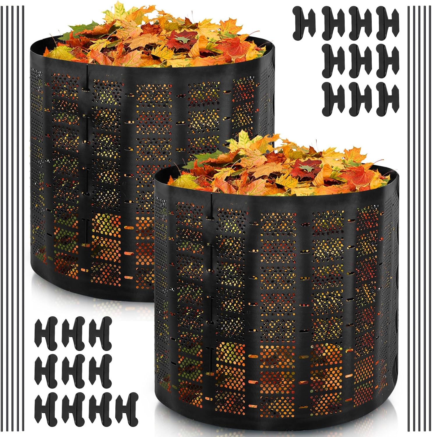 Suttmin 2 Pieces 220 Gallon Compost Bin Outdoor Expandable