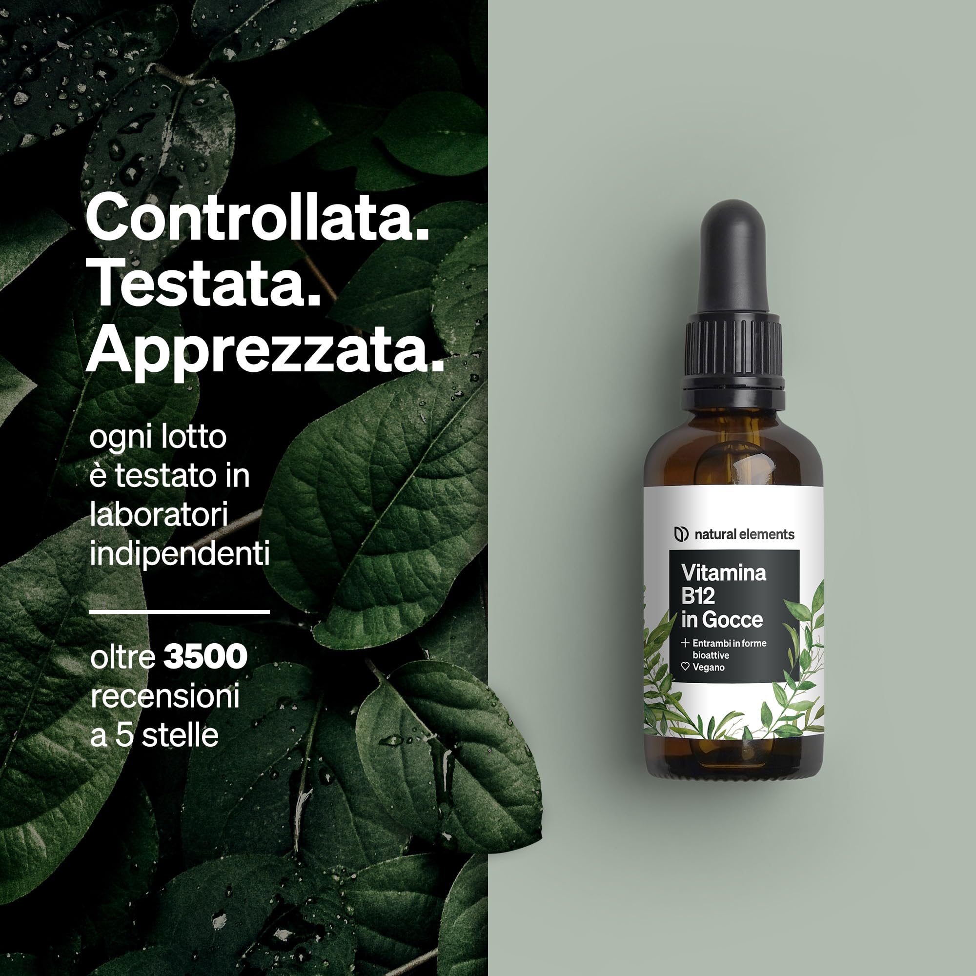Vitamina B12 in Gocce – 50 ml (900 gocce) – vegano, senza alcool – 2 forme attive (metil- e adenosilcobalamina) – testata accuratamente in laboratorio in Germania