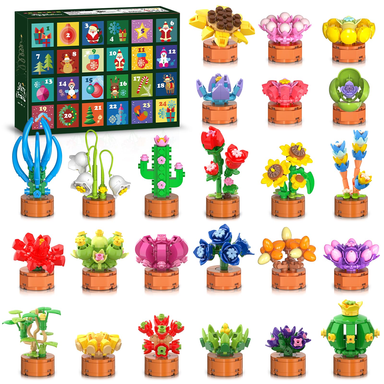 Advent Calendar 2026 Christmas Countdown Flowers Building Sets for Kids 6+