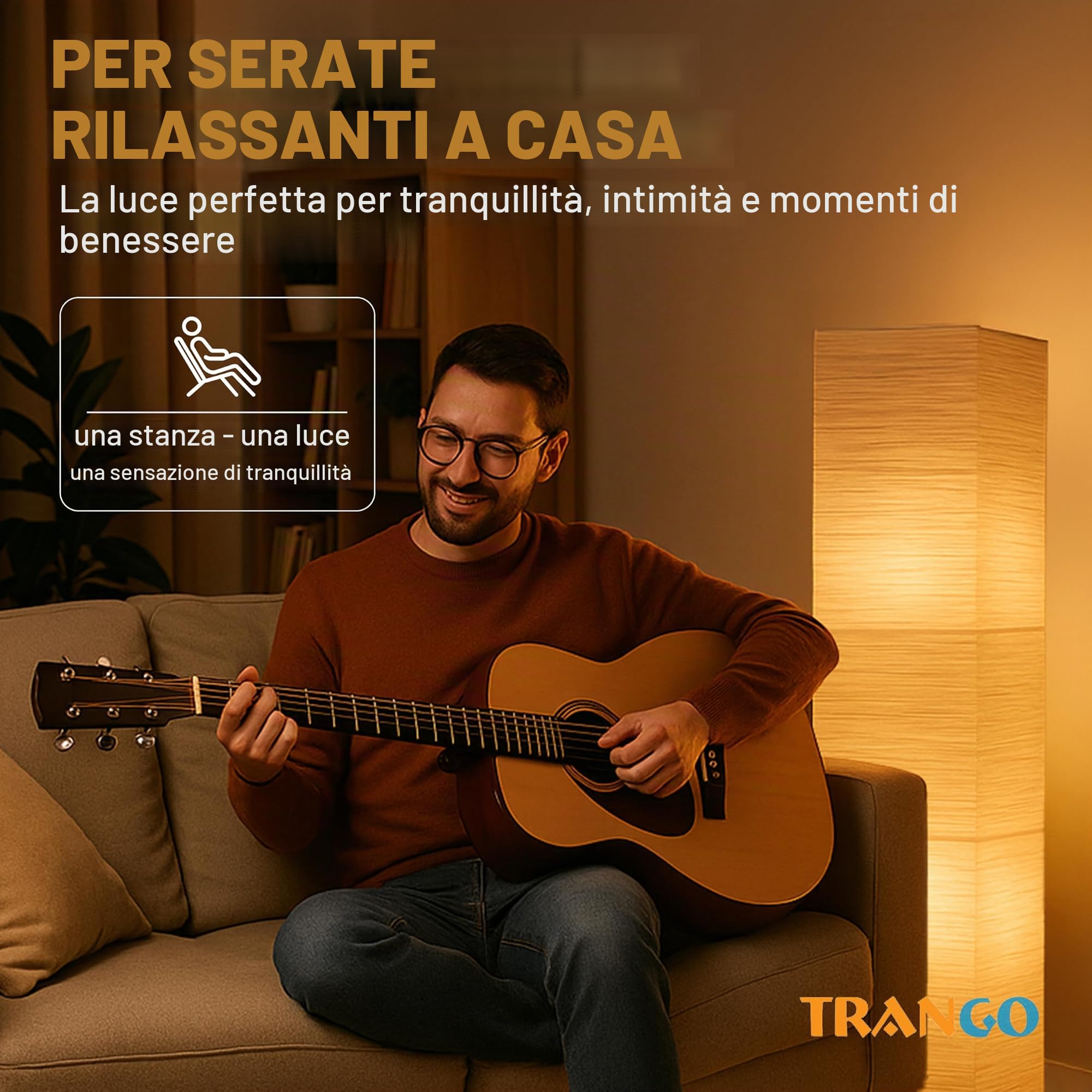 Trango 1213 Lampada da terra di design * OSLO * Lampada in carta di riso *FATTA A MANO* Lampada da terra con paralume beige incl. 2x attacco E14, forma: angolare, altezza: 123 cm, lampada da soggiorno