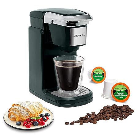 Mixpresso Single Cup Coffee Maker | Personal, Single Serve Coffee Brewer Machine, Compatible With K-Cups 