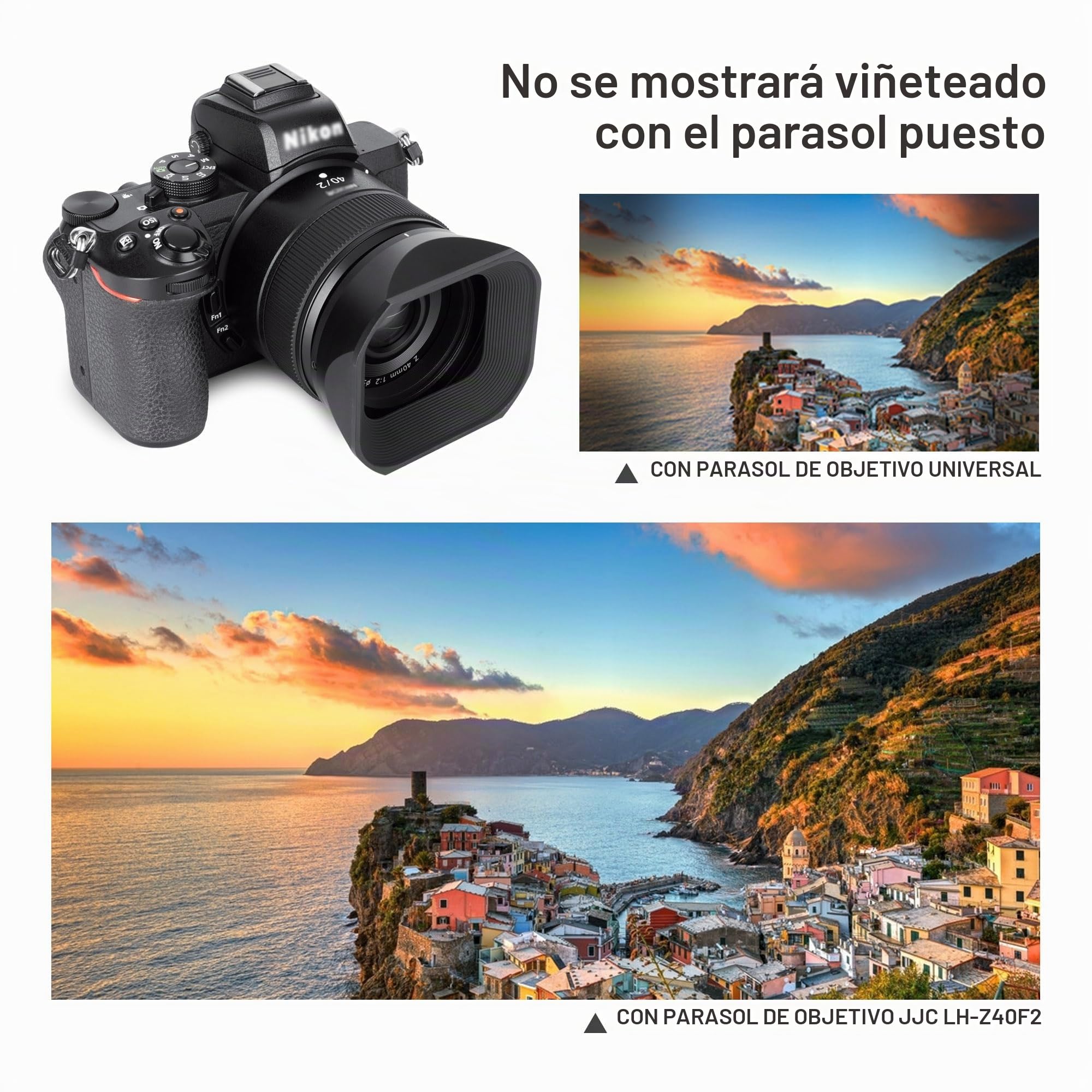 JJC Parasol Cuadrado con Tapa para Lente Nikon NIKKOR Z 40mm f/2 (SE) y Lente NIKKOR Z 40mm f/2 y Lente NIKKOR Z 26mm f/2.8 Lente DSLR fotografía