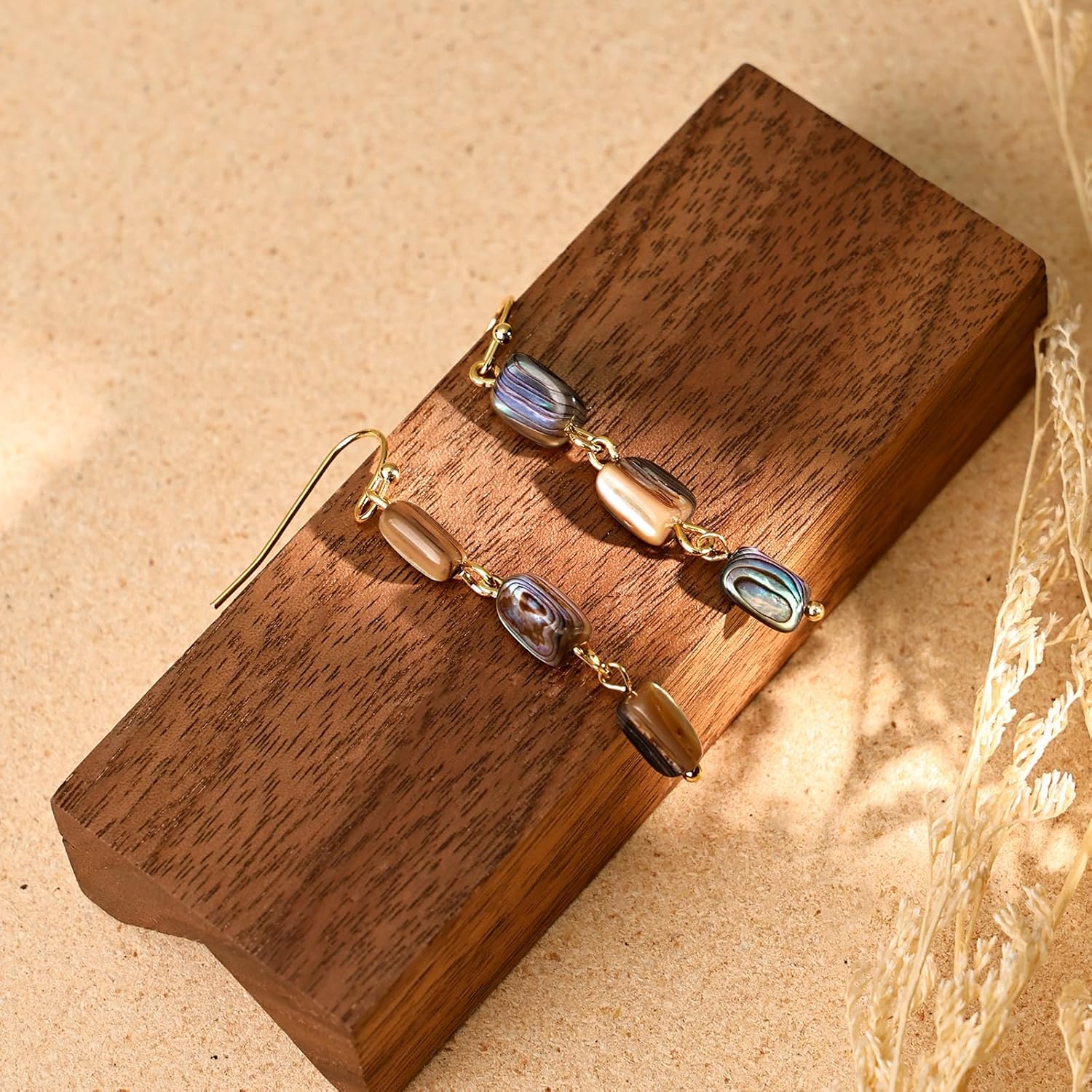 Abalone Earrings – Handcrafted 14K Gold Plated Drop Earrings with Natural Shell Inlay, Lightweight Boho Earrings for Women, Unique Dangle Jewelry for Gift - Image 6