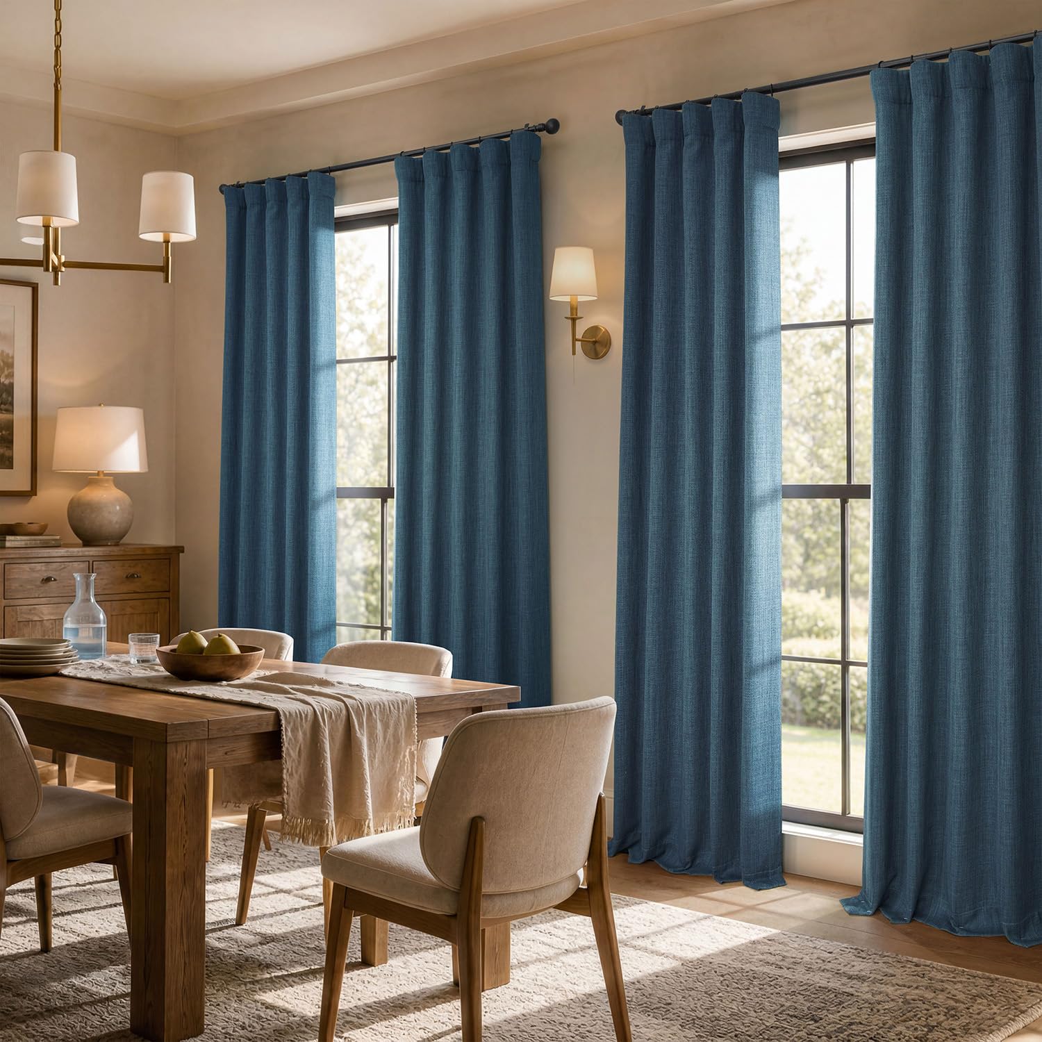 HPD Half Price Drapes Zasłony zaciemniające z teksturą lnu, sztuczny len, do sypialni, dł. 270 cm (1 panel), do salonu, dekoracja domu, 127 x 270 cm (szer. x dł.), niebieskie (Story Blue)