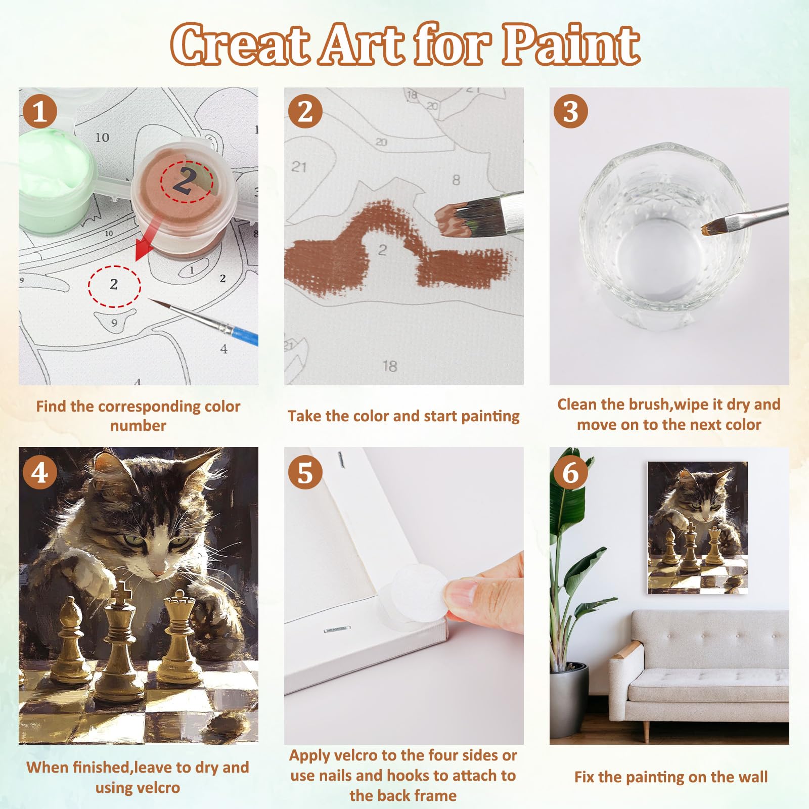 TOSTOG Dipingere Con I Numeri Per Adulti Con Telaio,Gatto DIY