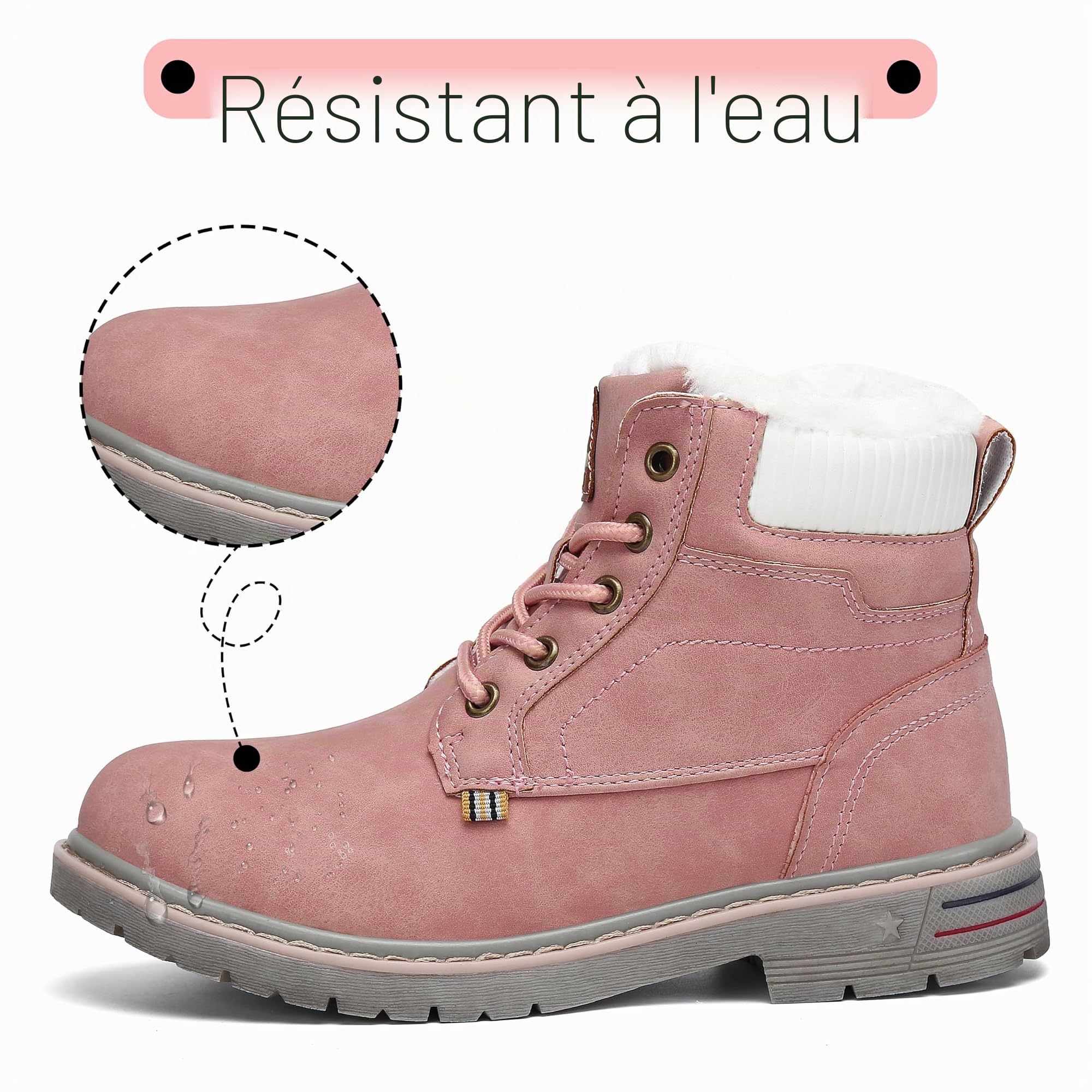 Mishansha Chaude Bottines Hiver Enfant Fille Garçon Rose 25 EU