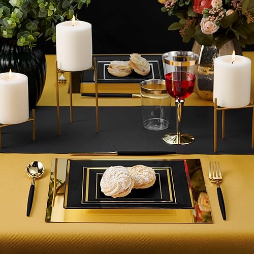 Miniatura 2 de BloominGoods 100 platos cuadrados desechables de plástico blanco, paquete de 100 platos cuadrados de plástico de 6.5 y 10 pulgadas con borde