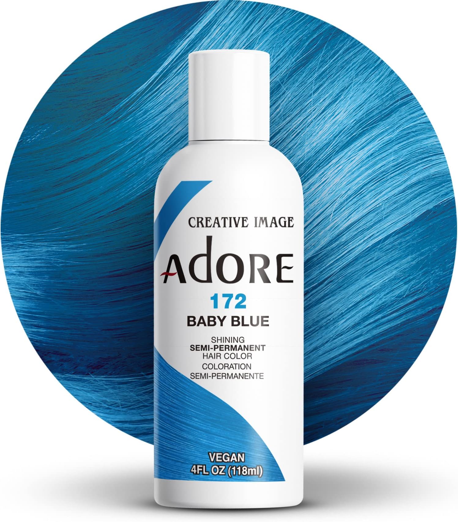 Semi Permanent Hair Color (172 Baby Blue) | Vegan & Cruelty-Free Blue Hair Dye | No Ammonia, No Peroxide, No Alcohol | 4 Fl Oz