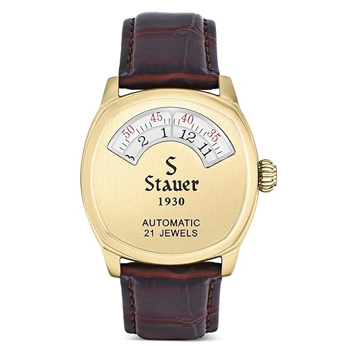Stauer 1930 Dashtronic Watch – Cotswold Genuine Mens Watches Leather Band w/Stainless Steel Case – Automated Movement & 3-ATM Water Resistant Watch