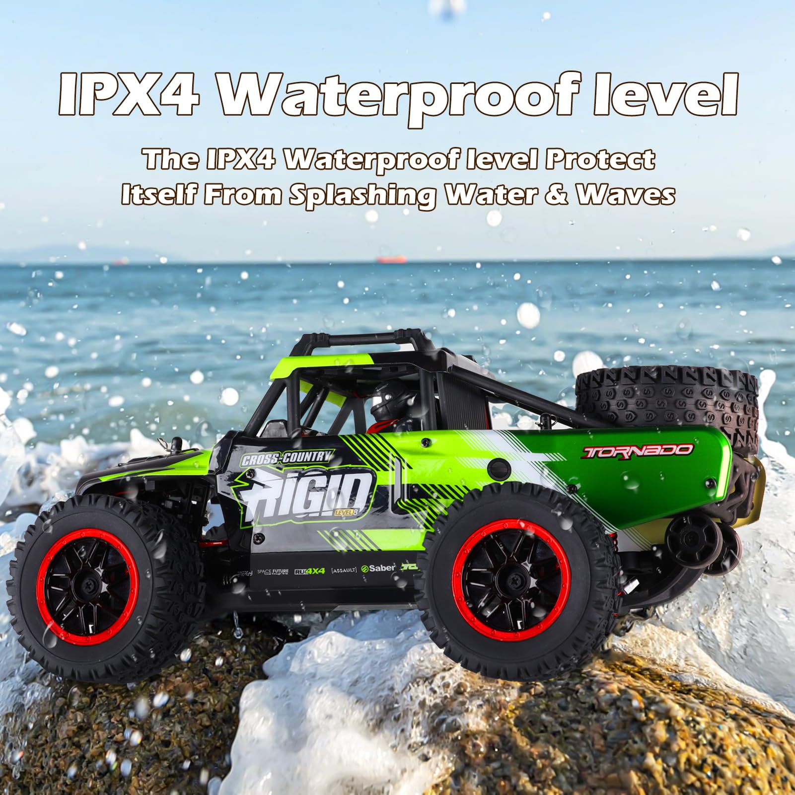 Auto radiocomandata in scala 1:14 Fast 60 KMH 4X4 RC camion per adulti ragazzi 2.4 GHz tutti i terreni RC Dune Buggy fuoristrada RC Monster Truck breve corso auto con 2 batterie (verde)