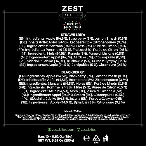 Miniatura 8 de Zest Delites Bocadillos de cuero de fruta, aperitivos saludables veganos sin gluten para adultos y niños, paquete de aperitivos variados, 0.88 onzas