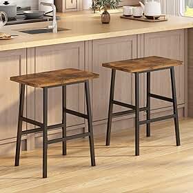 Conjunto de 2 Bancos de Bar, Banqueta Alta, Banqueta de Cozinha, Estrutura Resistente, Ideal para Jantares e Espaços de Bar