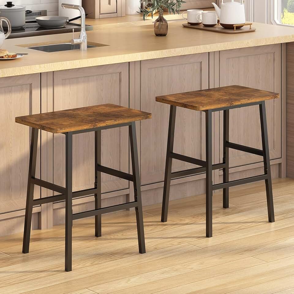 Conjunto de 2 Bancos de Bar, Banqueta Alta, Banqueta de Cozinha, Estrutura Resistente, Ideal para Jantares e Espaços de Bar