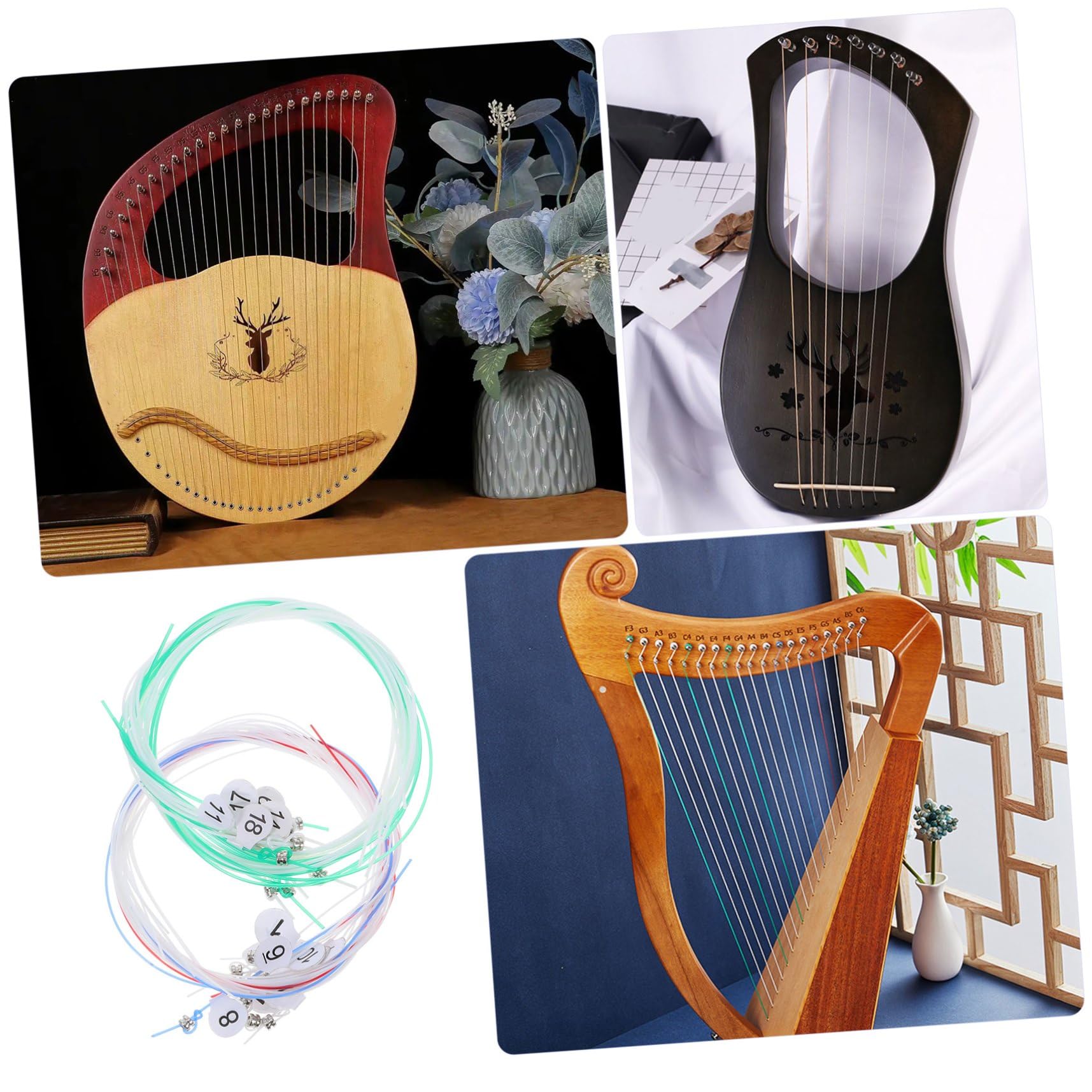 BESTonZON 5juegos Cuerdas De Arpa De Nylon Para Reemplazo De Cuerdas Prácticas y Duraderas Accesorios Para Instrumentos Musicales Para Aprendices y Músicos