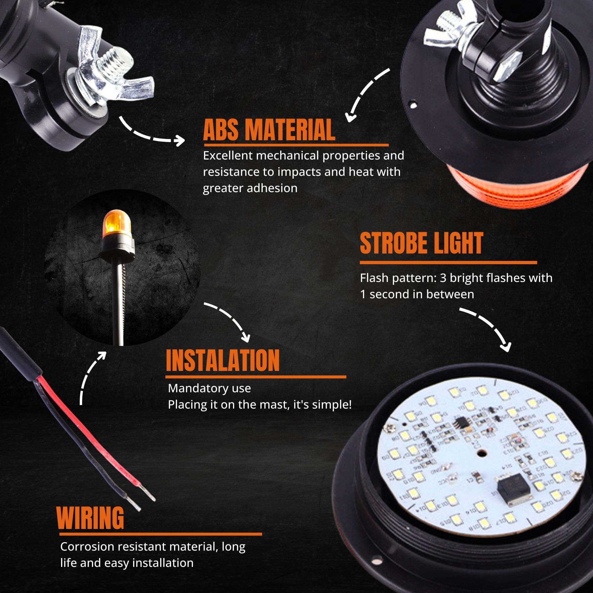 LED Luz Rotativa Tractores Vehículos Agrícolas DC10-30V