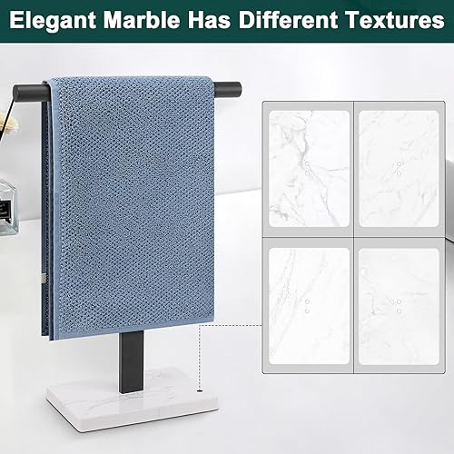 Miniatura 4 de Toallero de mano, soporte para toallas de mano en forma de T para baño con base de mármol, soporte de acero inoxidable 304, toallero de mano