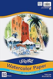UCreate Art1st UCreate Watercolor Paper, White, Package, 90 lb., 12" x 18", 50 Sheets