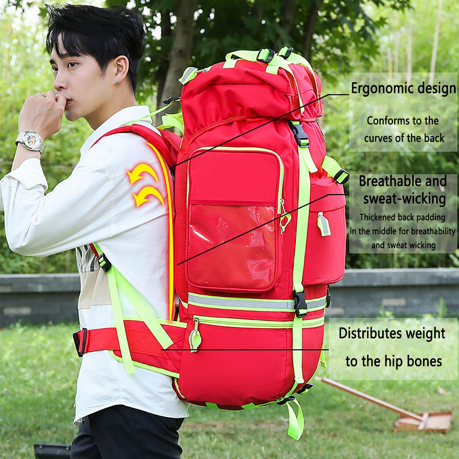 Erste-Hilfe-Set Trolley – Wasserdichter medizinischer Rucksack mit mehreren Taschen, mit 3 Aktivitätspacks und verstellbarer Länge, reflektierendes Streifen-Design für Profis und Outdoor-Menschen