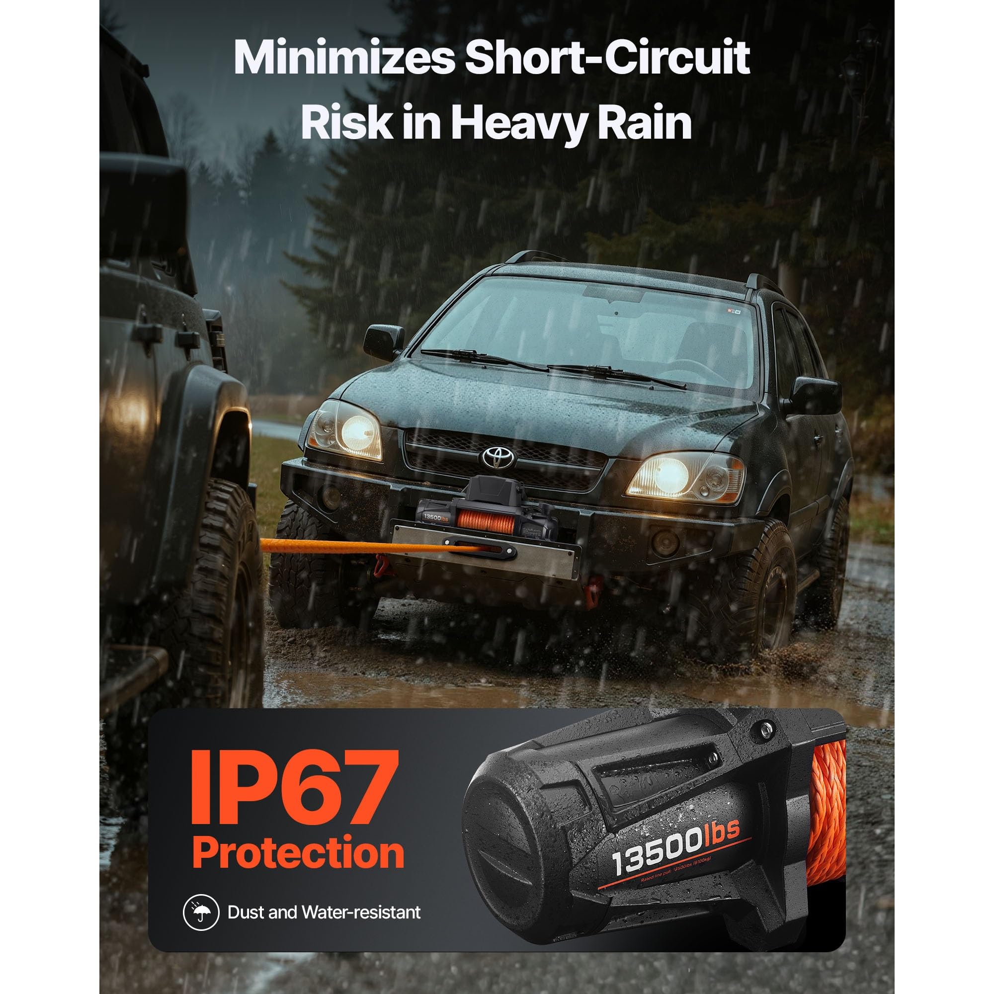 Wciągnik elektryczny 13500LBS 12V wciągarka elektryczna syntetyczna lina holownicza samochodowa 28M wciągnik do przyczepy samochodowej 4X4 ciężarówka ATV Elektryczny wciągnik łańcuchowy